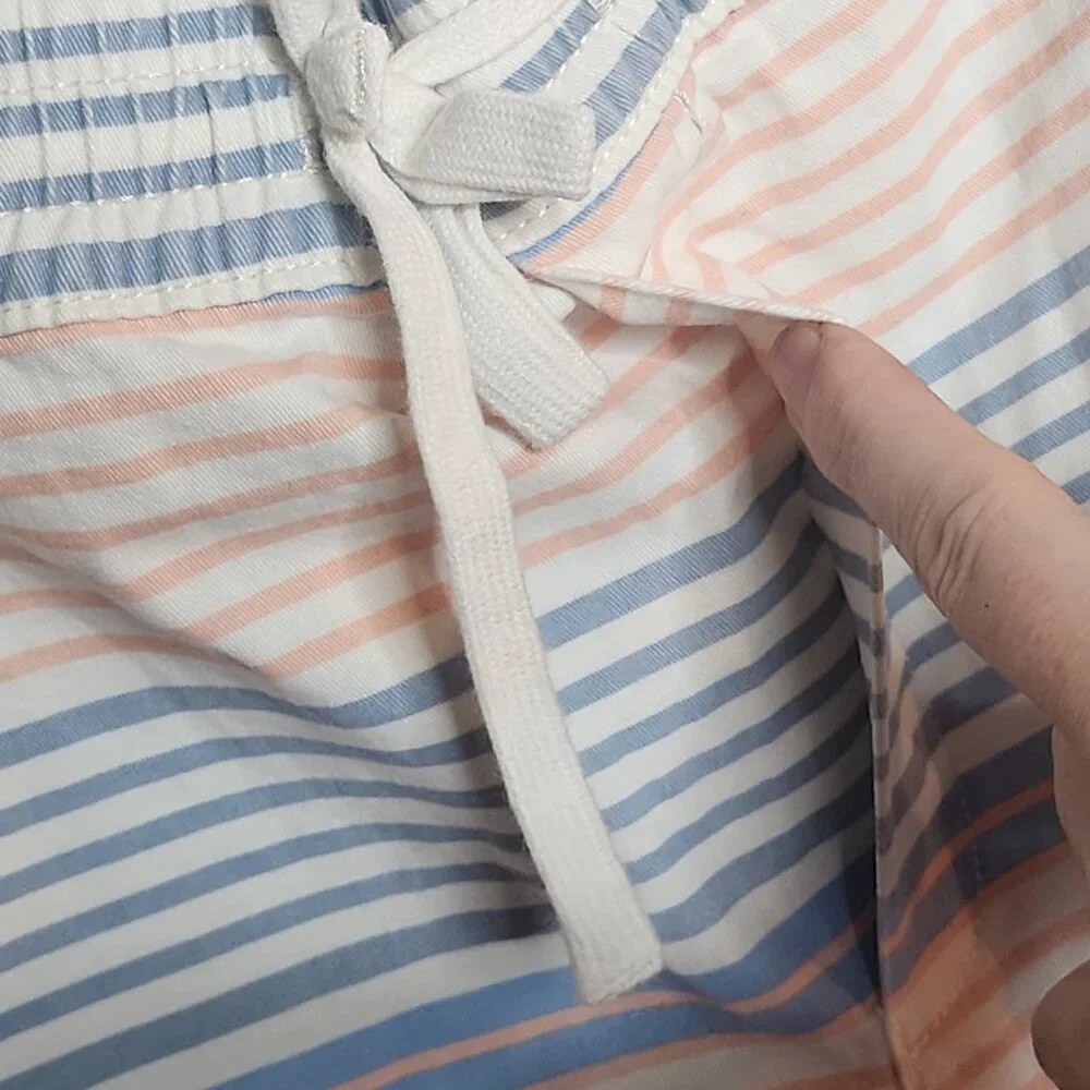 George Peach Blue Striped Casual Cotton Lyocell Span Tie Waist Short Sz XL 40-42